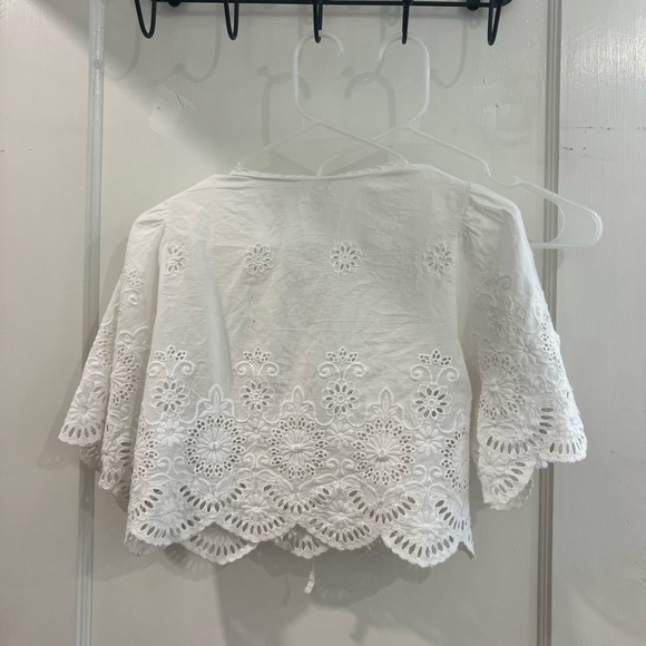 Anthropologie White Embroidery Tie Blouse - Picture 3 of 3